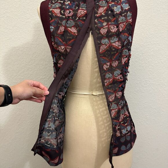 BRYON LARS Beauty Mark Lasercut Top Multi Floral Sleeveless Goth - Picture 7 of 10